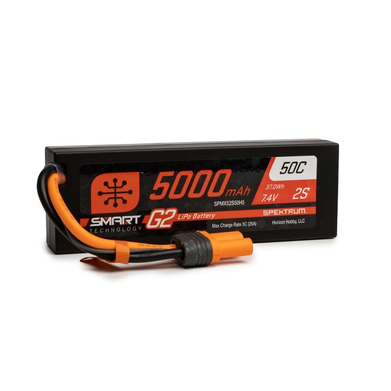 Bateria SPEKTRUM Smart G2 LiPo 7.4V 5000mAh 2S 50C Hardcase IC5