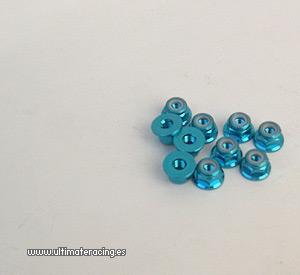Tuercas autoblocantes con base M3 (10u) Azul Ultimate